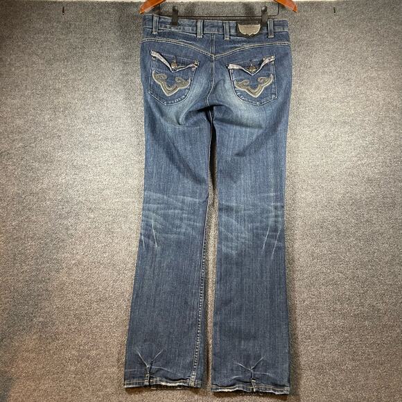 ReRock  for Express Boot Jeans Women's 8 Dark Wash Flap Pocket Distressed - Picture 12 of 13